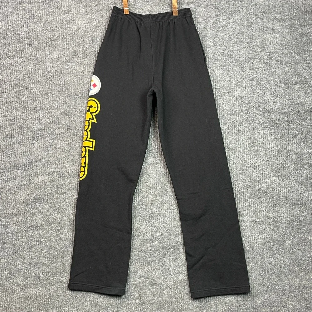 NFL Team Apparel Sweatpants Mens Small Black Pittsburgh Steelers Fleece Joggers